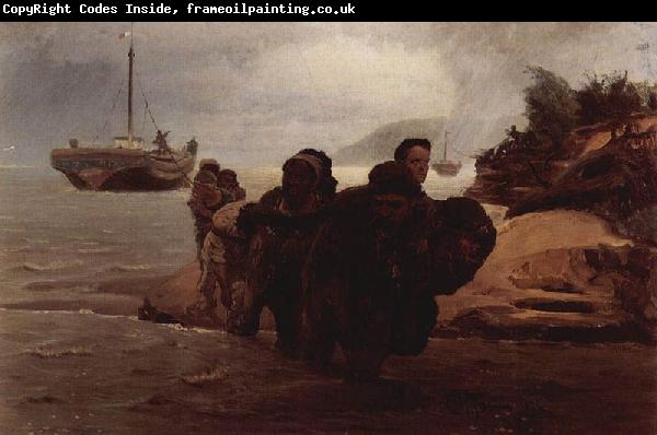 Ilya Repin Barge Haulers wading